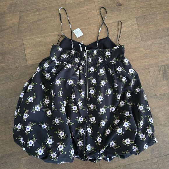 Free People in A Bubble Mini Dress in Black Floral size S New - Picture 13 of 14